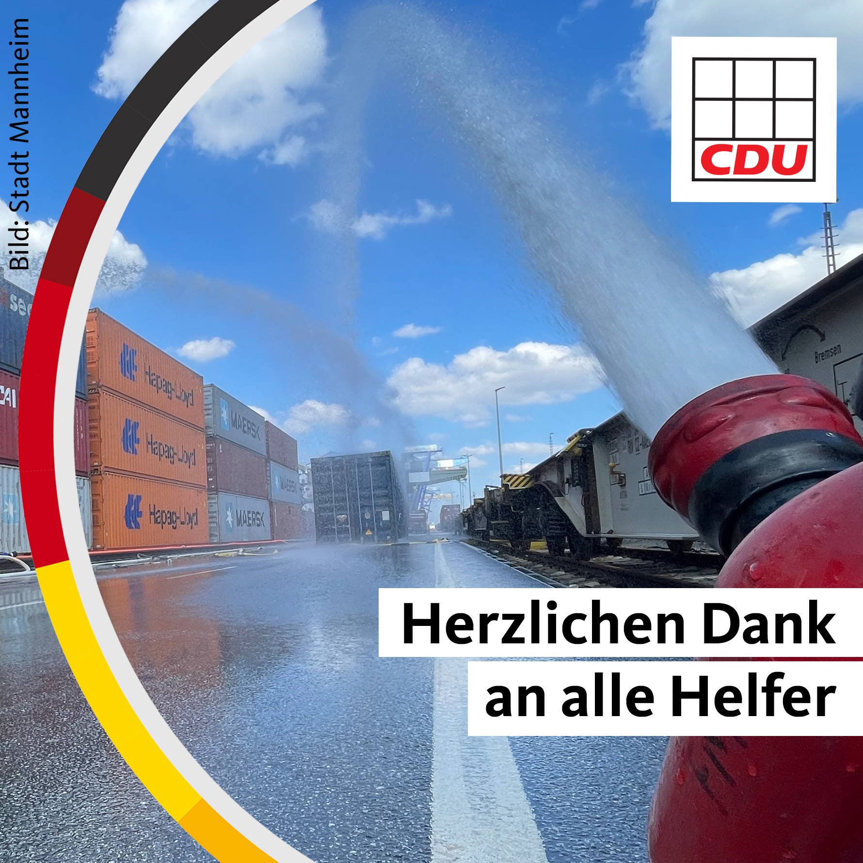 Read more about the article CDU bedankt sich für den großartigen Einsatz der Helfer beim Chemieunfall im Hafen