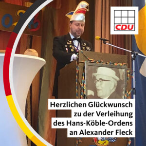 CDU Stadtrat Alexander Fleck erhält den Hans-Köble-Orden