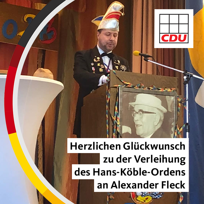 Read more about the article CDU Stadtrat Alexander Fleck erhält den Hans-Köble-Orden